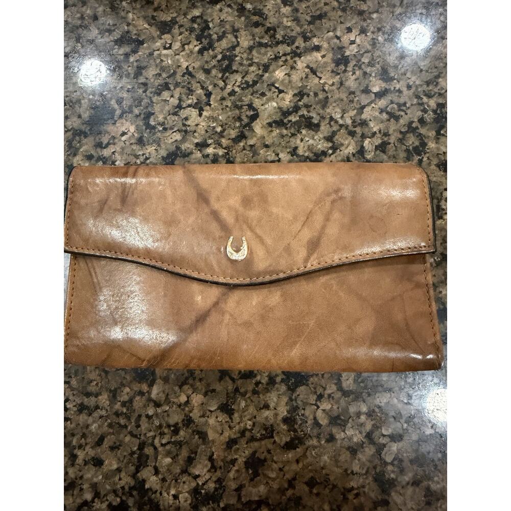 RARE Vintage Princess Gardner Wallet Brown Leather KISS Lock Coin Purse Patina